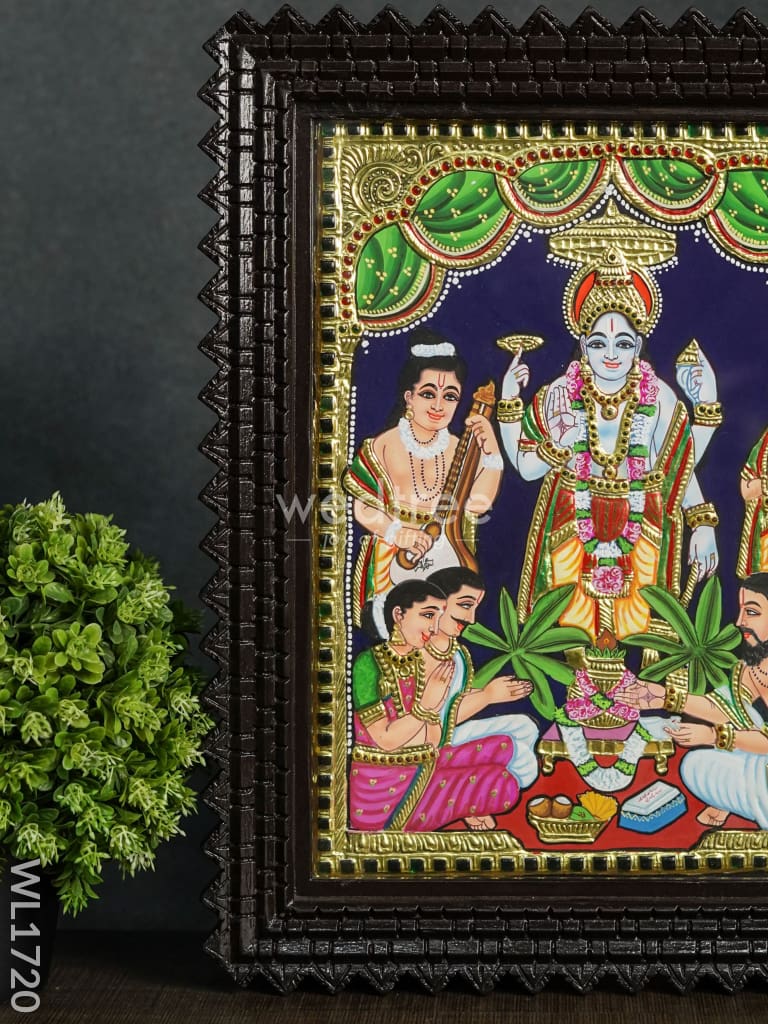 Tanjore Painting - Satyanarayana - Flat (Gold Foil) - 15x12inch - WL1720