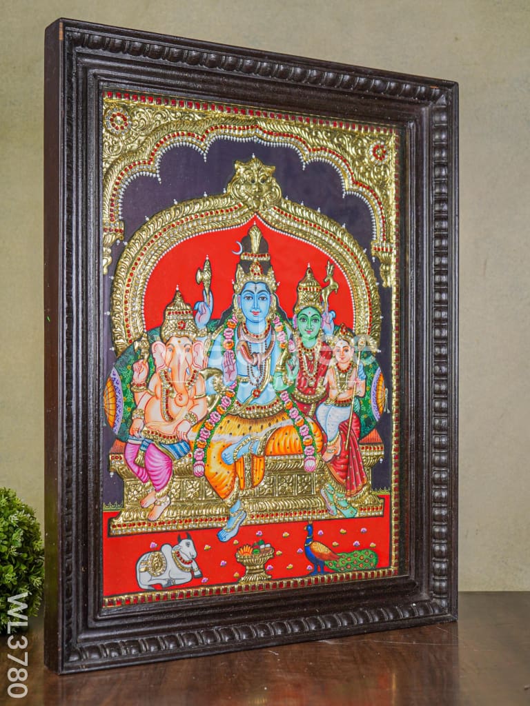 Tanjore Painting - Shiv Parivar - Semi Embossed - 24x18 inch - WL3780