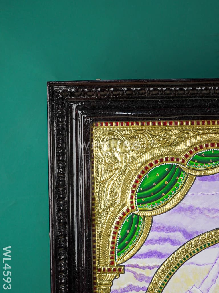 Tanjore Painting - Shivan Family - Flat (Gold Foil) - 3 x 2 ft - WL4593