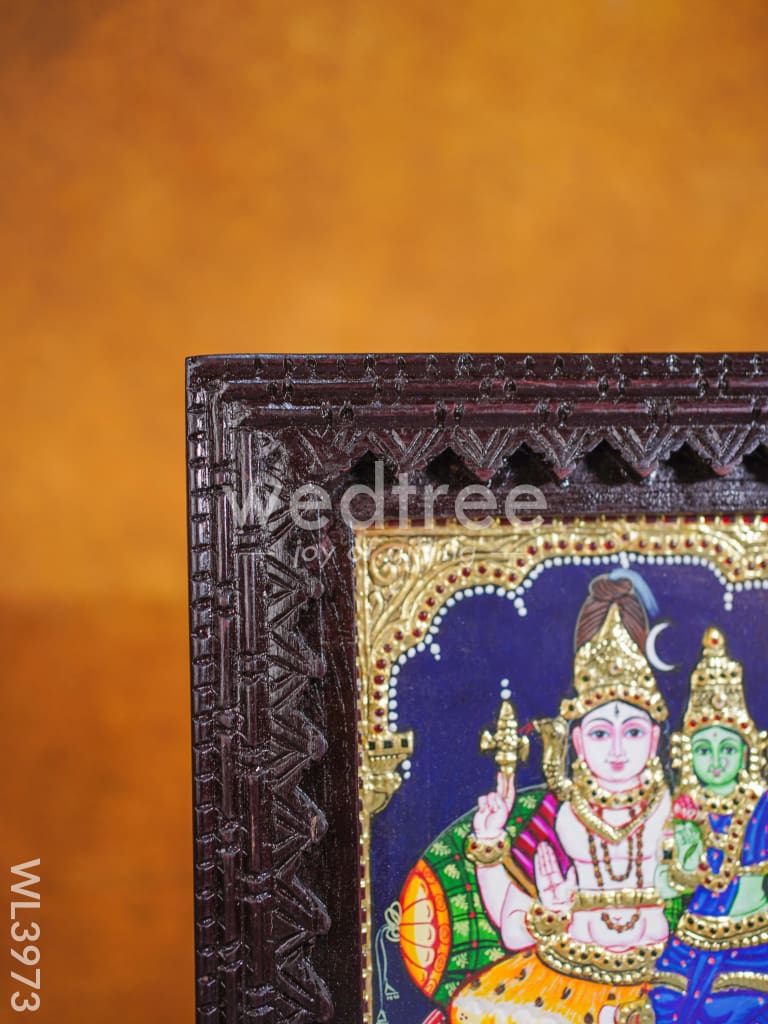 Tanjore Painting (Reverse Chettinad Frame) - Shivan-Parvati - Flat (Gold Foil) - 10x8 inch - WL3973
