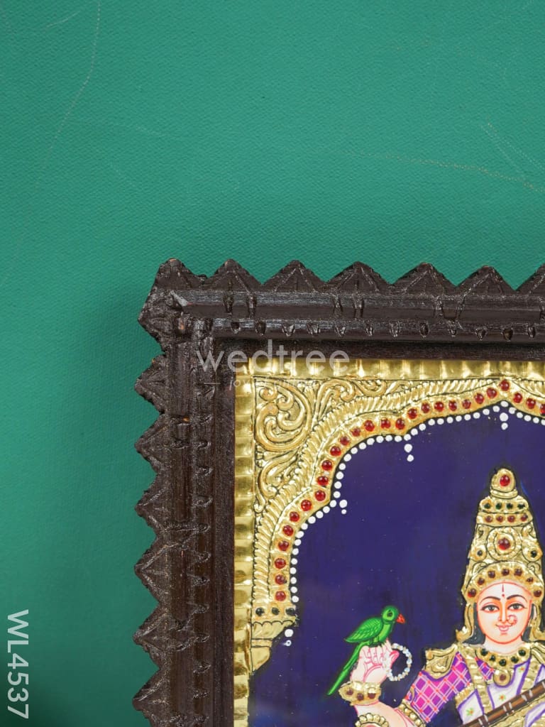 Tanjore Painting - Swan Saraswathi - Flat (Gold Foil) - 10 x 8 inch - WL4537