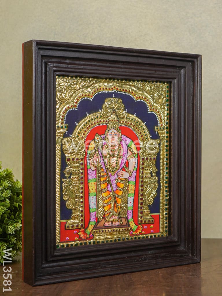 Tanjore Painting Thiruchendur Murugan - Flat (Gold foil) - 15x12 - WL3581