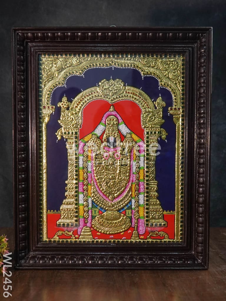 Tanjore Painting Tirupathi Balaji - Flat (Gold foil) - 18x14 inch - WL2456