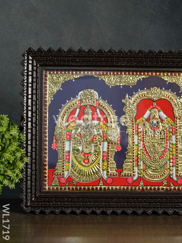 Tanjore Painting Tirupathi Balaji with Padmavathi Thayar - Direct Leaf - 15x12 - WL1719