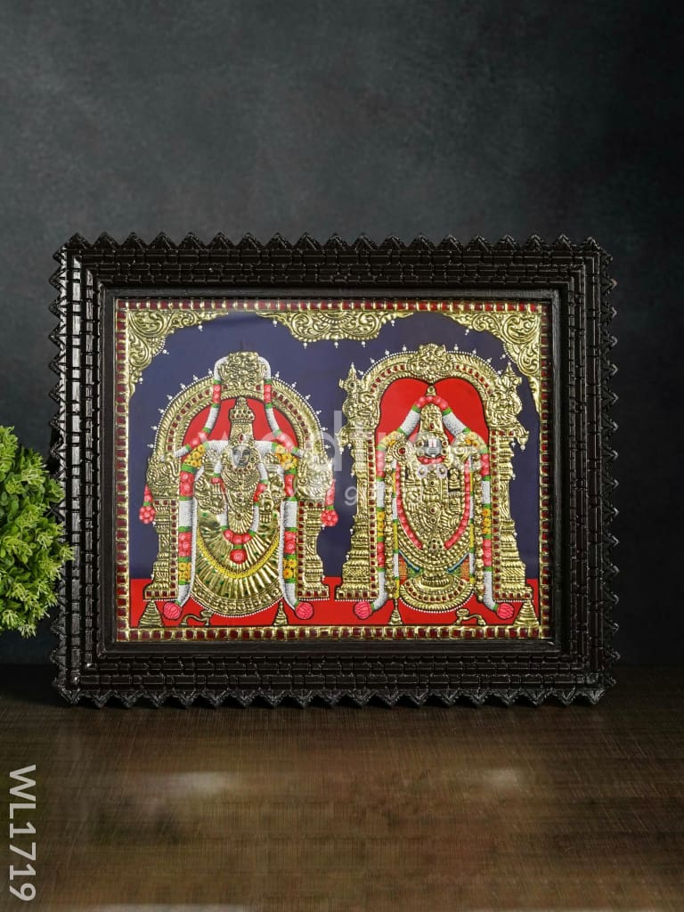 Tanjore Painting Tirupathi Balaji with Padmavathi Thayar - Direct Leaf - 15x12 - WL1719