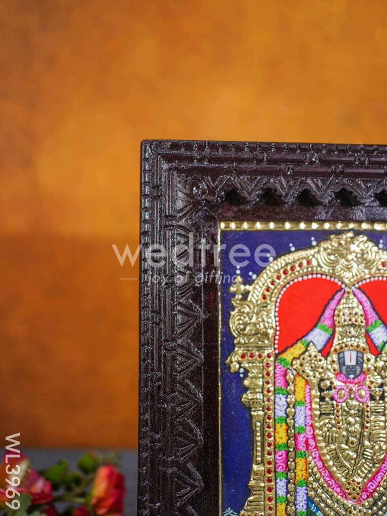 Tanjore Painting (Chettinad Frame) - Tirupathi Balaji - Flat (Gold Foil) - 10x8 inch - WL3969