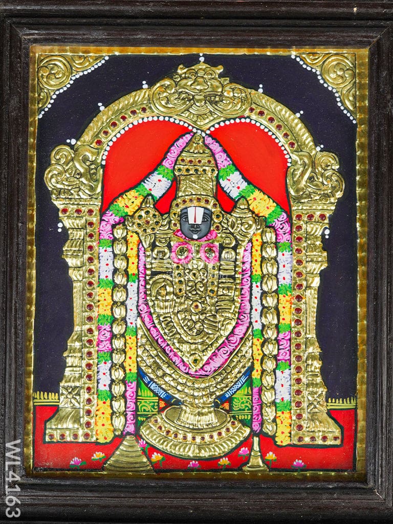 Tanjore Painting - Tirupathi Balaji - Flat (Gold Foil) - 10x8 inch - WL4163
