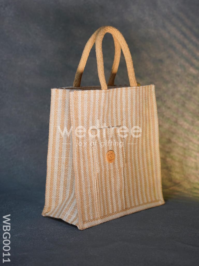 Taper Strip Jute Bag with Mobile Pouch - WBG0011