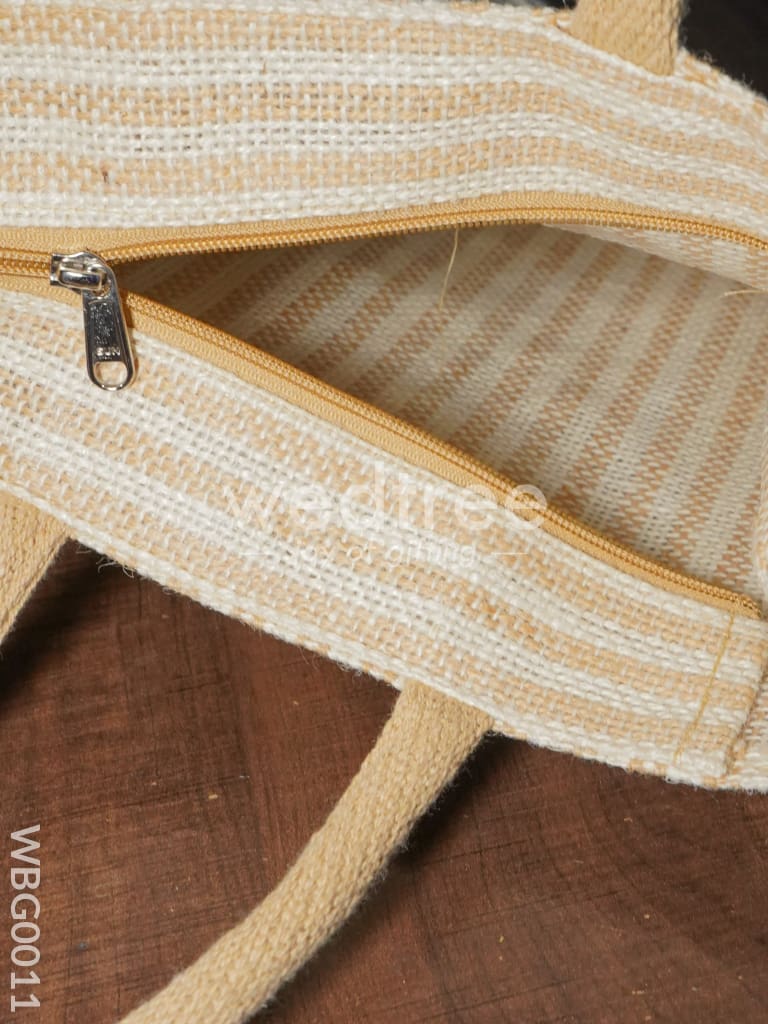 Taper Strip Jute Bag with Mobile Pouch - WBG0011