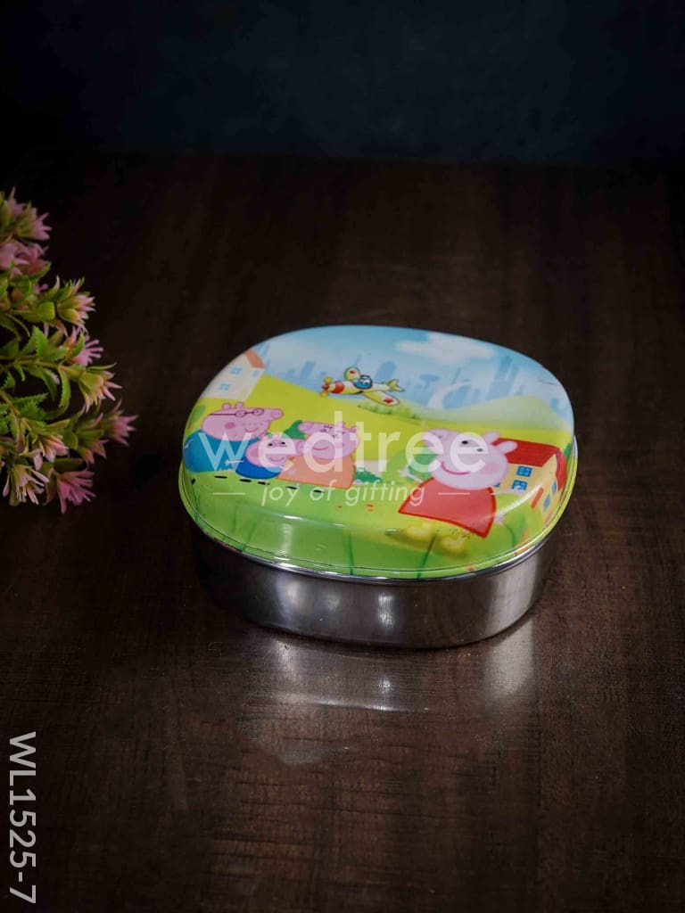 Tiffin Box with Cartoon Engraved - (6in X 2in) - WL1525