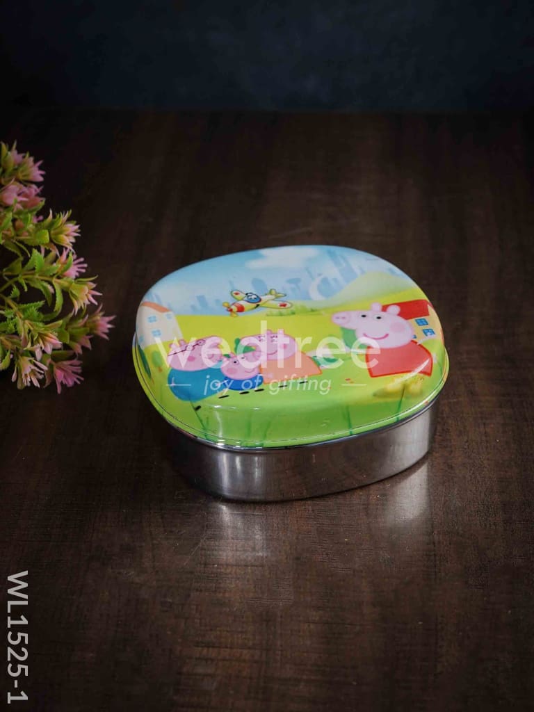 Tiffin Box with Cartoon Engraved - (6in X 2in) - WL1525