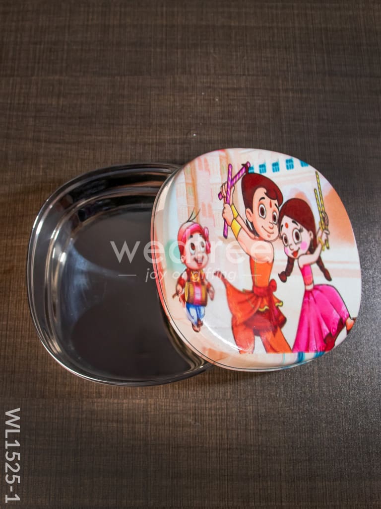 Tiffin Box with Cartoon Engraved - (6in X 2in) - WL1525