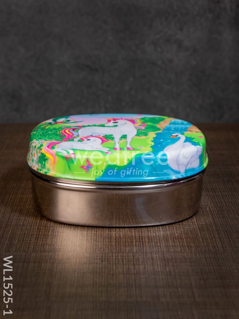 Tiffin Box with Cartoon Engraved - (6in X 2in) - WL1525