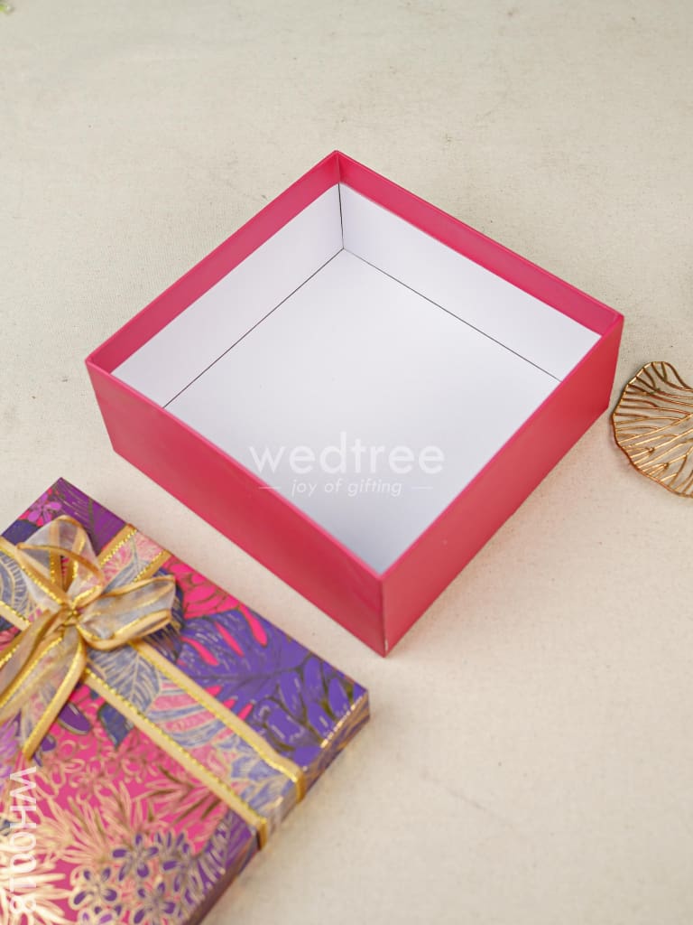 Top Bottom Box - Pink Flower Print with Ribbon - WH0018