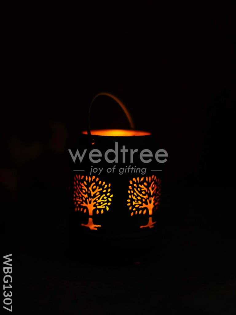 Tree Designed Cylindrical Votive with Handle - WBG1307