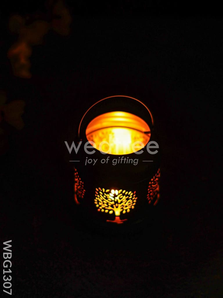 Tree Designed Cylindrical Votive with Handle - WBG1307