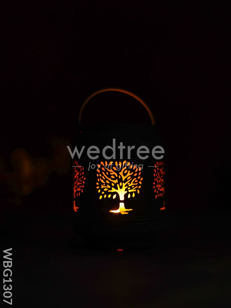 Tree Designed Cylindrical Votive with Handle - WBG1307