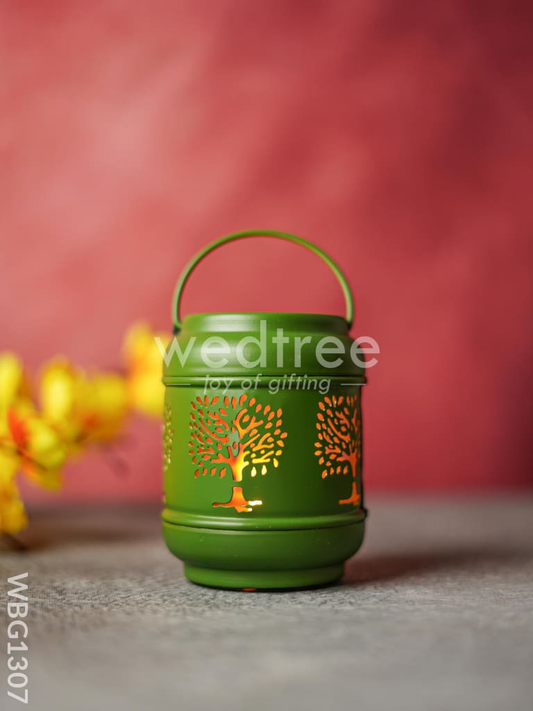 Tree Designed Cylindrical Votive with Handle - WBG1307