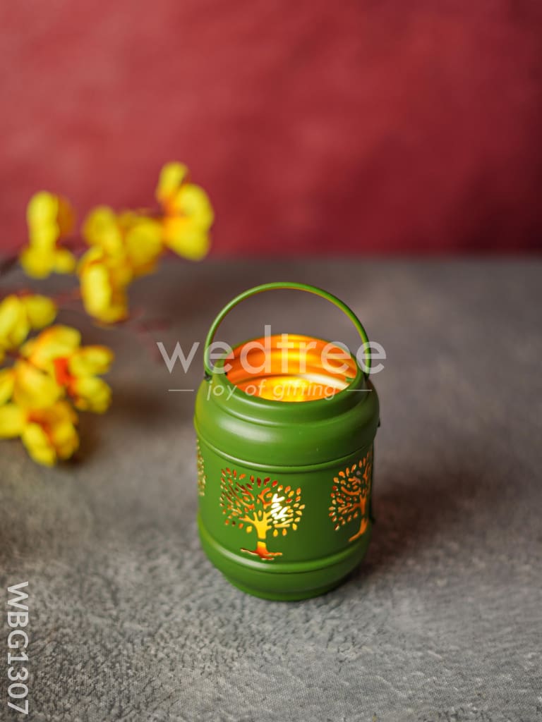 Tree Designed Cylindrical Votive with Handle - WBG1307