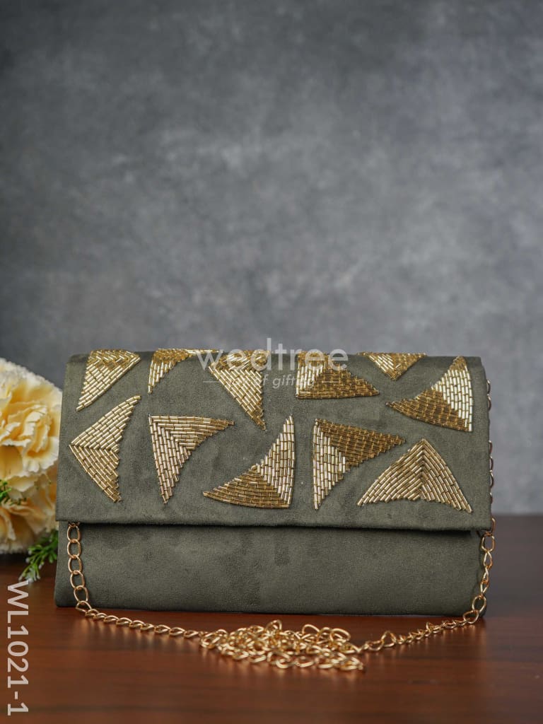 Velvet Designer Clutch with Magnetic Lock - WL1021-1