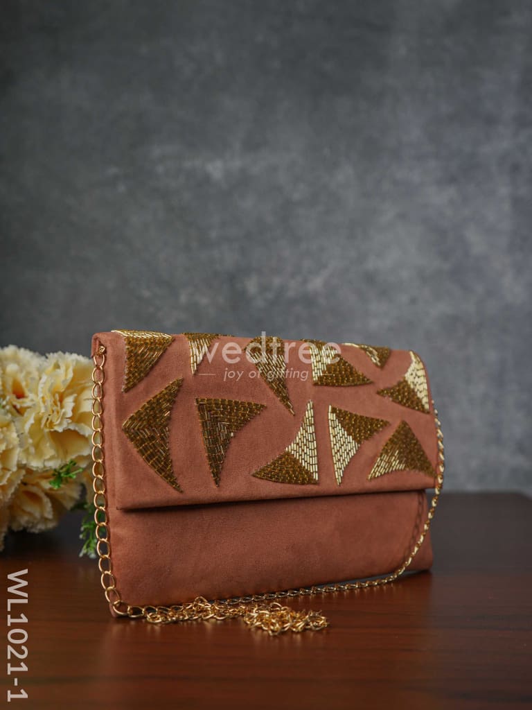 Velvet Designer Clutch with Magnetic Lock - WL1021-1