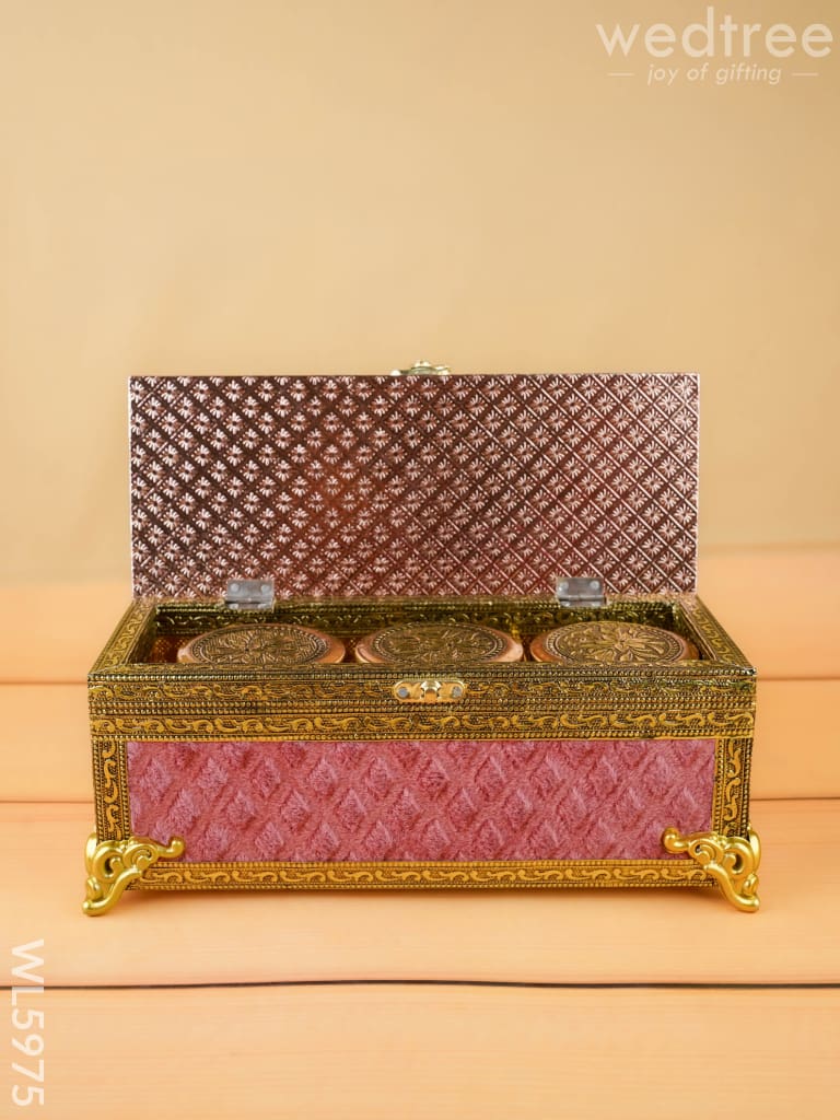 Velvet Dry Fruit Box with 3 Jar - WL5975