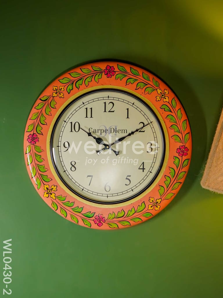 Wall Clock - Hand Painted Floral Design (18 inch) - WL0430