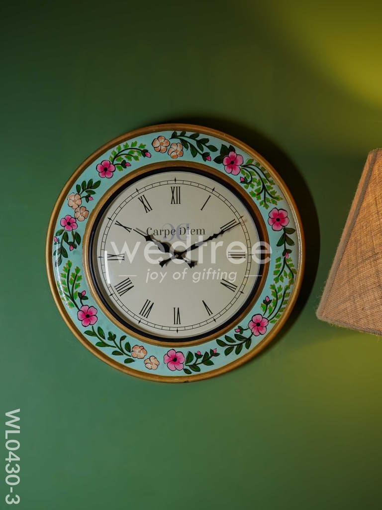 Wall Clock - Hand Painted Floral Design (18 inch) - WL0430