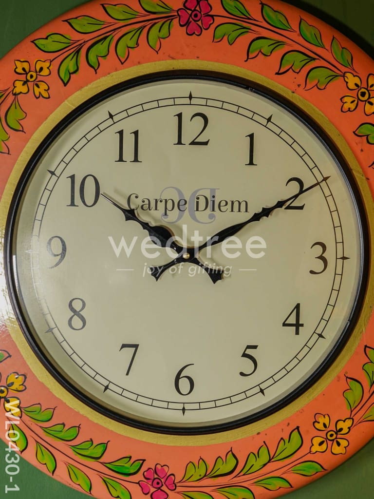 Wall Clock - Hand Painted Floral Design (18 inch) - WL0430