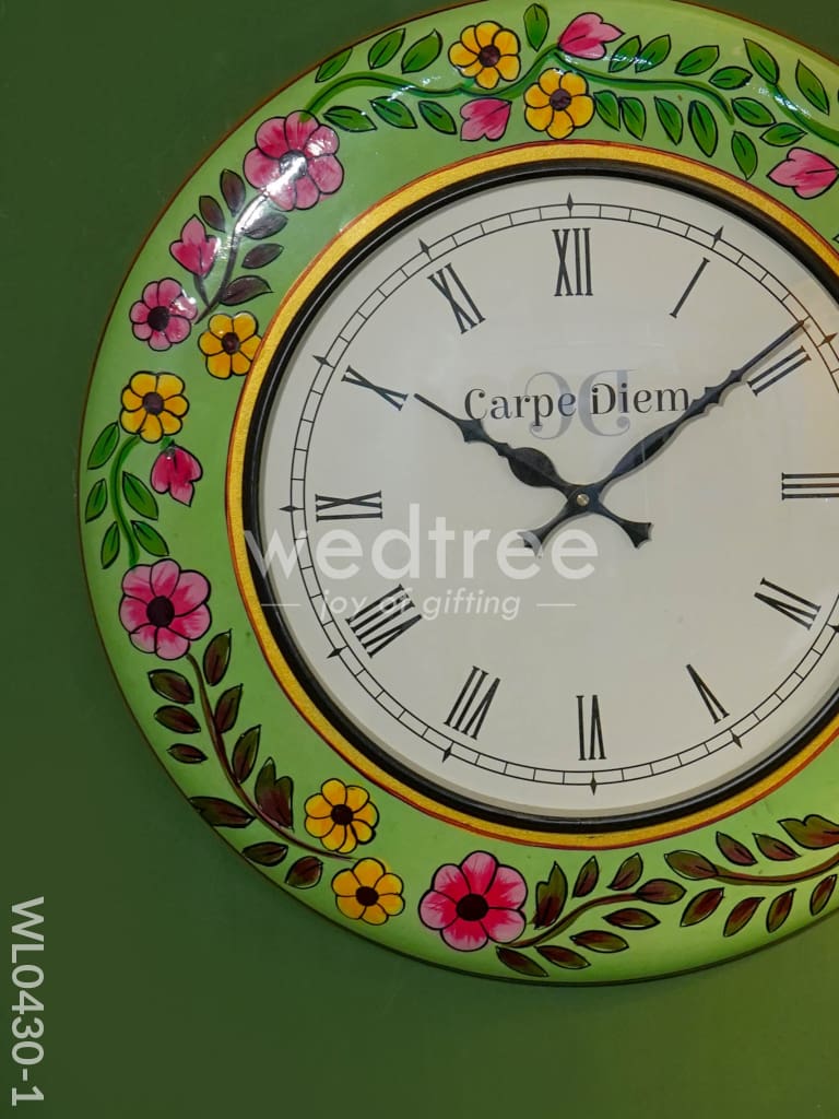 Wall Clock - Hand Painted Floral Design (18 inch) - WL0430