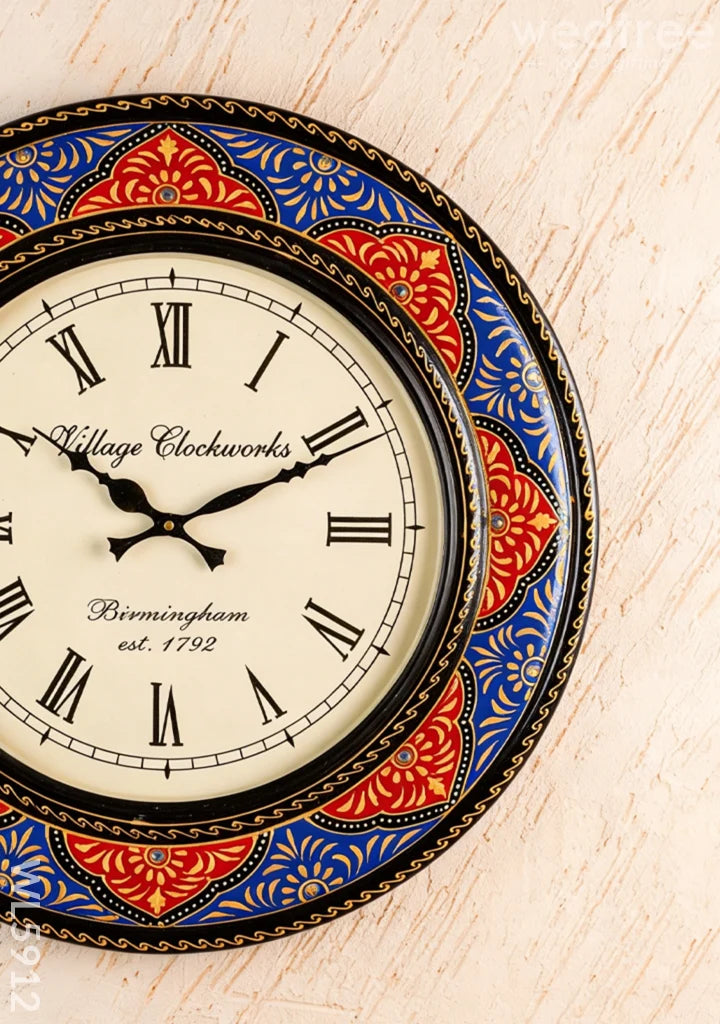 Wall Clock - Painted with Floral Design - 18 inch - WL5912