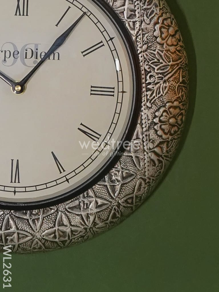 Wall Clock with Floral Embossing (12 inch) - WL2631