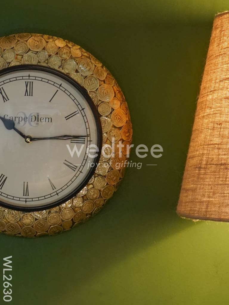 Wall Clock - Wooden Coin Designed Frame (12 inch) - WL2630