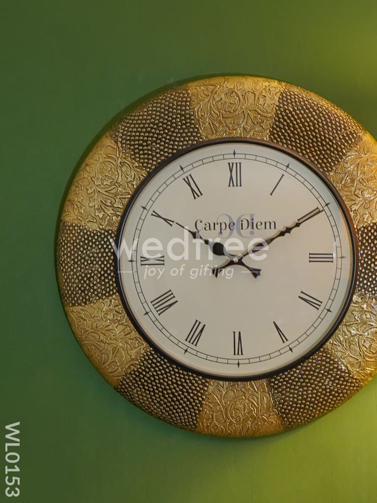Wall clocks - Embossed brass with Brown and gold Swan design (18 inch) - WL0153