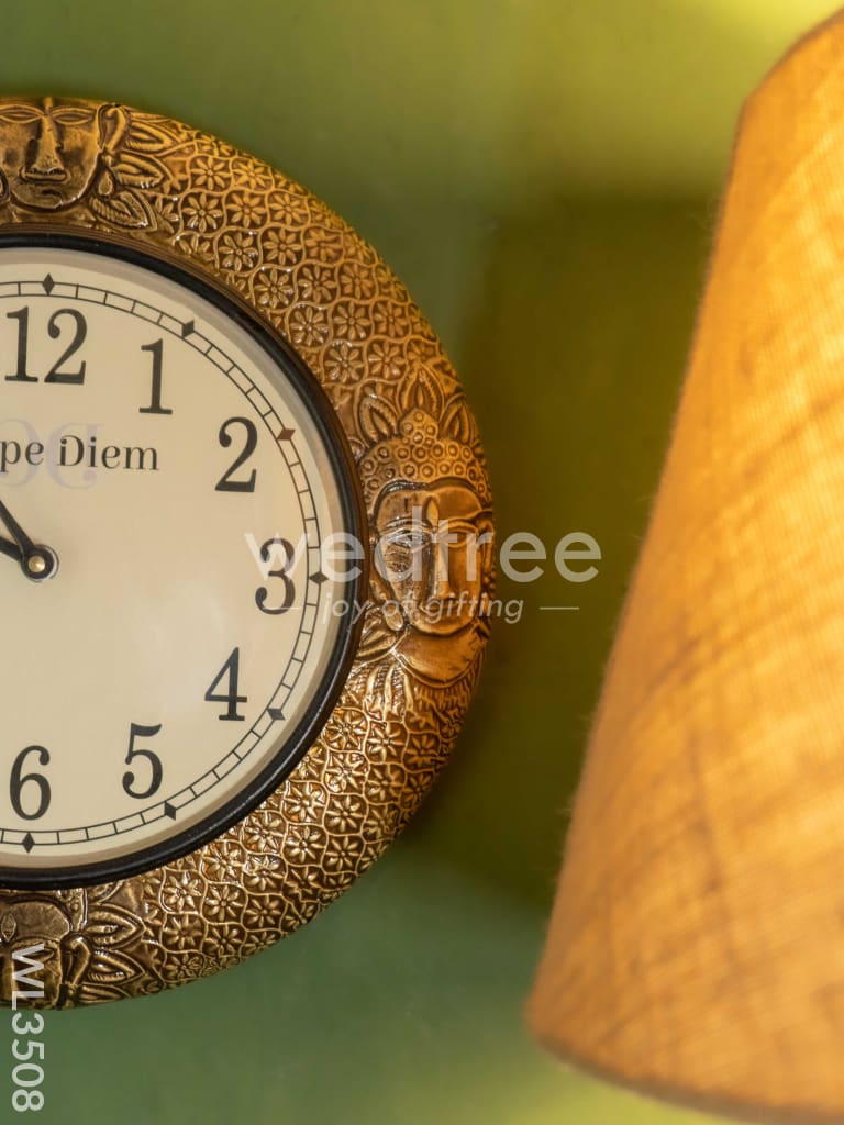 Wall Clocks - Embossed Brass with Tribe Design (12 inch) - WL3508