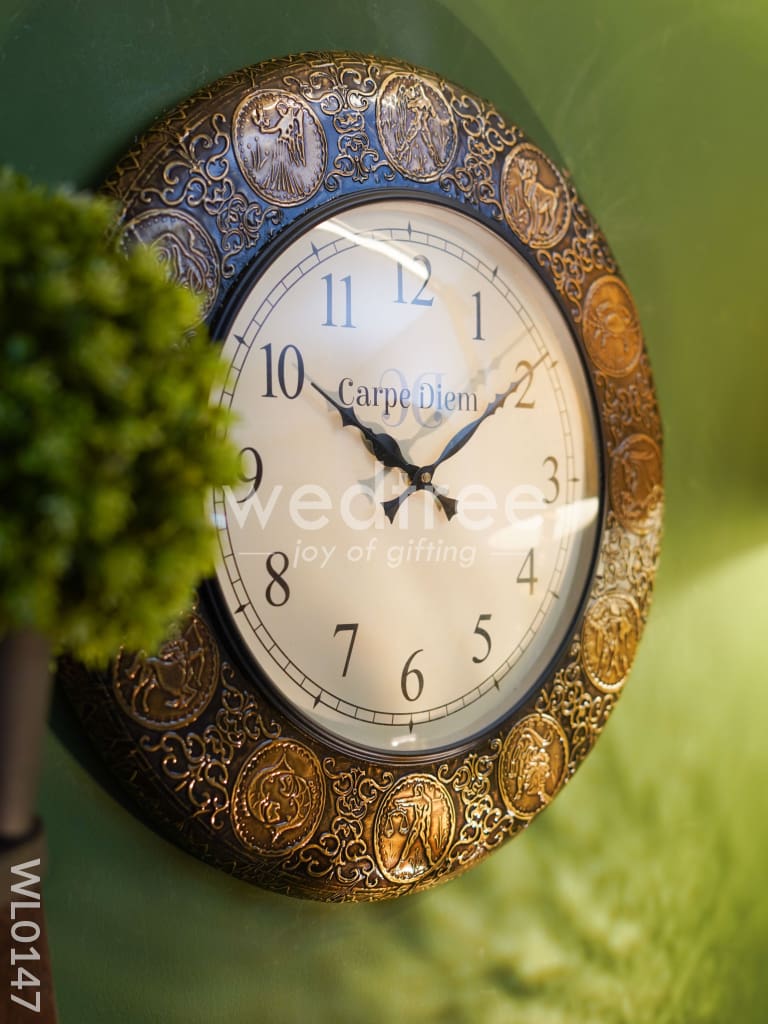 Wall clocks -Embossed brass with zodiac signs (18 inches) - WL0147