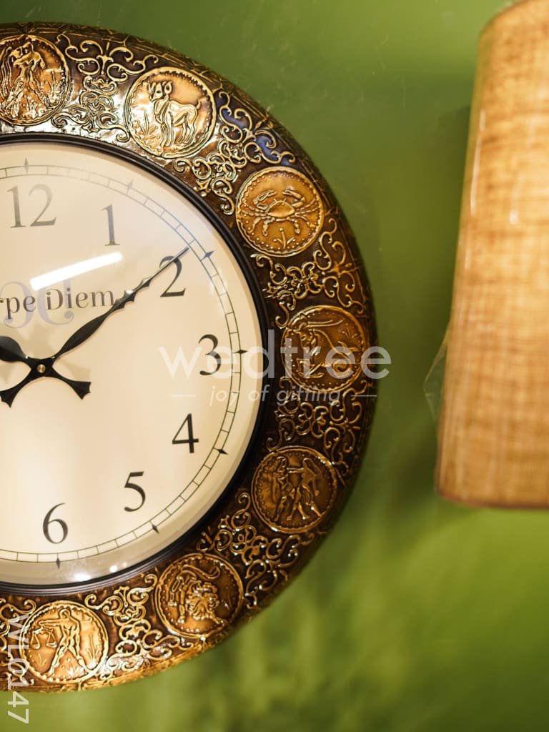 Wall clocks -Embossed brass with zodiac signs (18 inches) - WL0147
