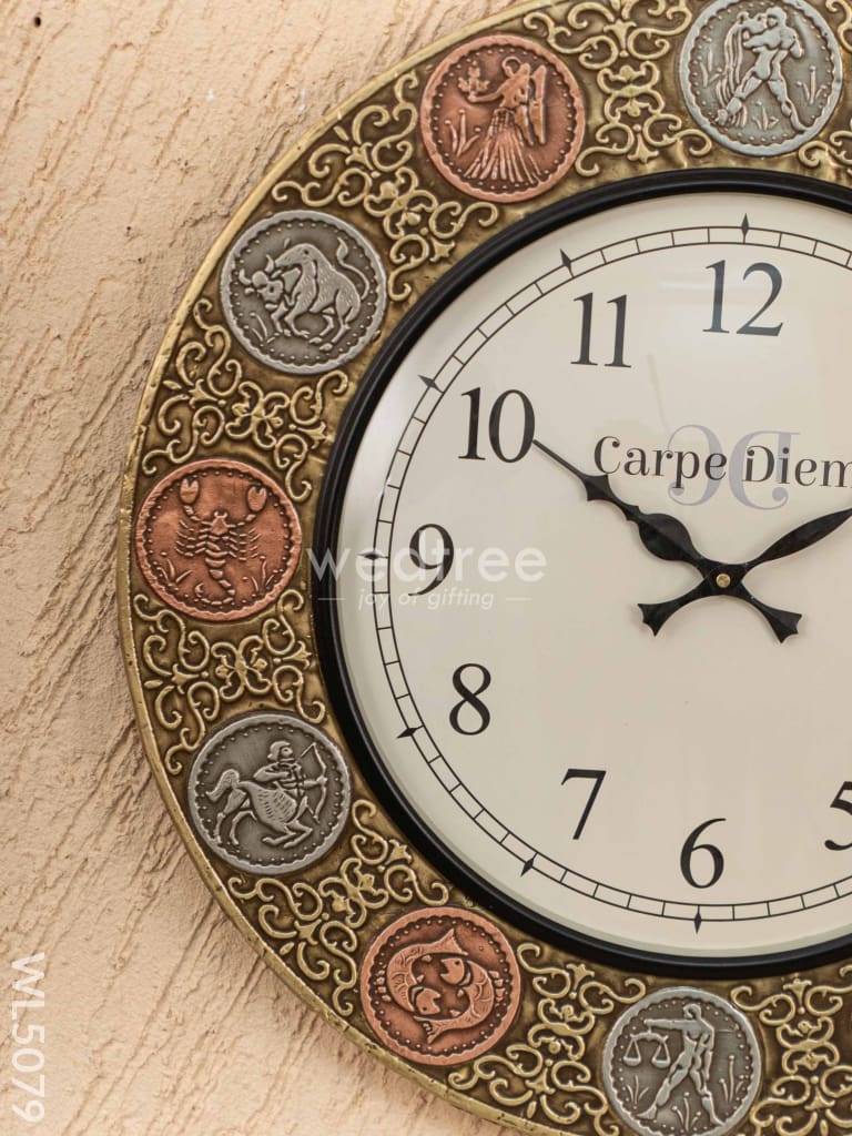 Wall clocks -Embossed brass with Zodiac signs - 18 inches - WL5079