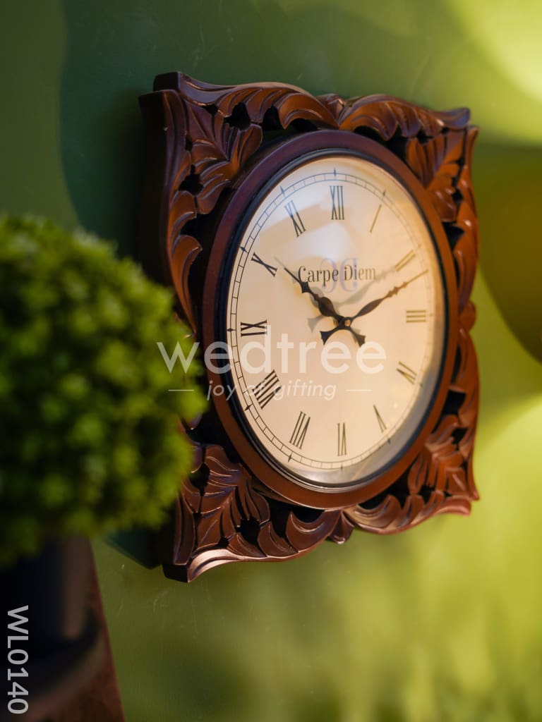 Wall clocks - Wooden carving with leaf design (18 inches) - WL0140
