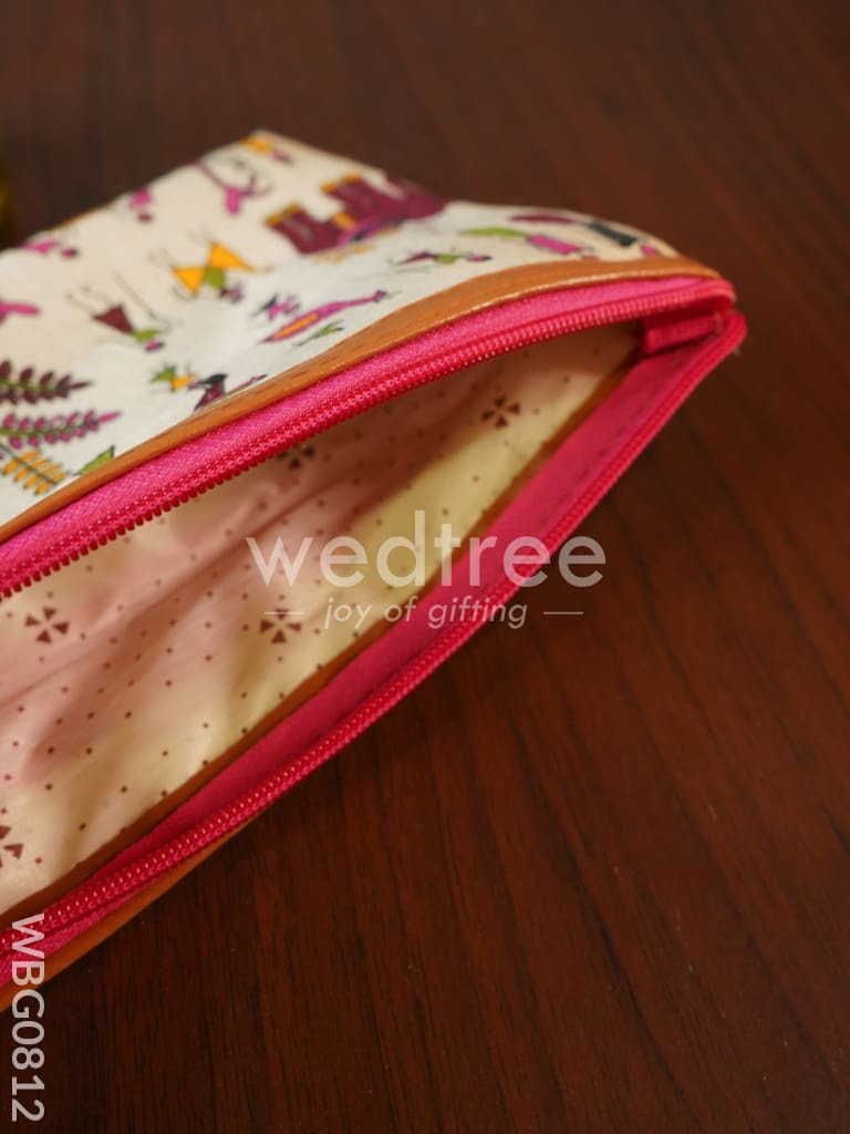 Warli Printed Purse with Zipper - WBG0812