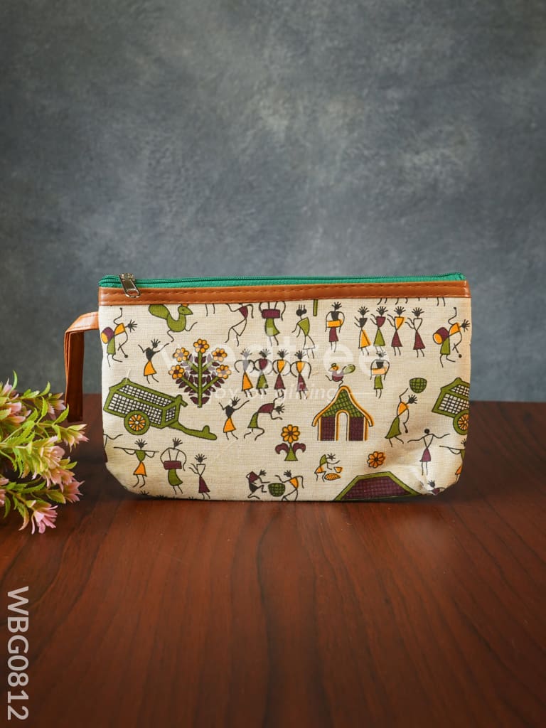 Warli Printed Purse with Zipper - WBG0812