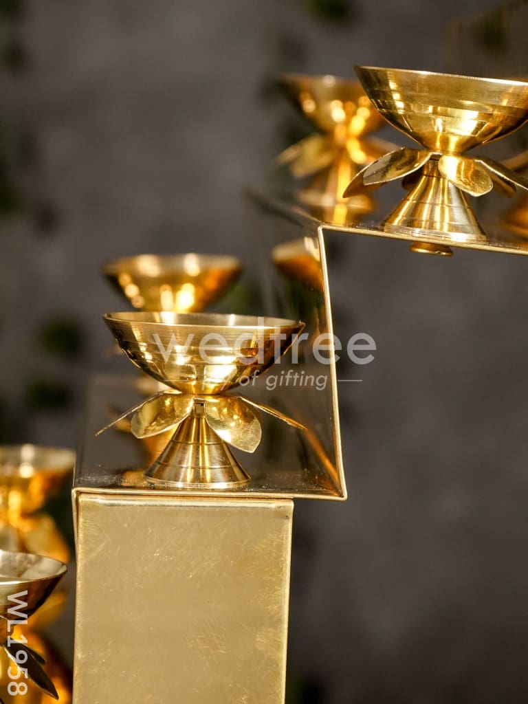 5-Step Brass Golu Stand with 10 Diyas - WL1958