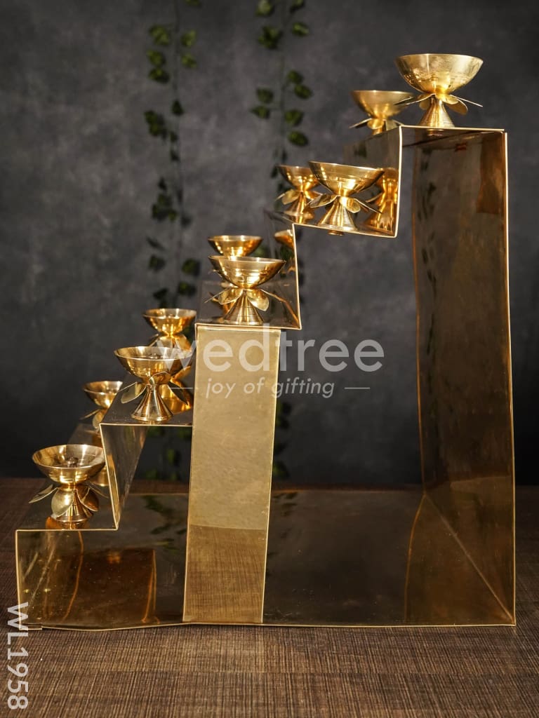 5-Step Brass Golu Stand with 10 Diyas - WL1958