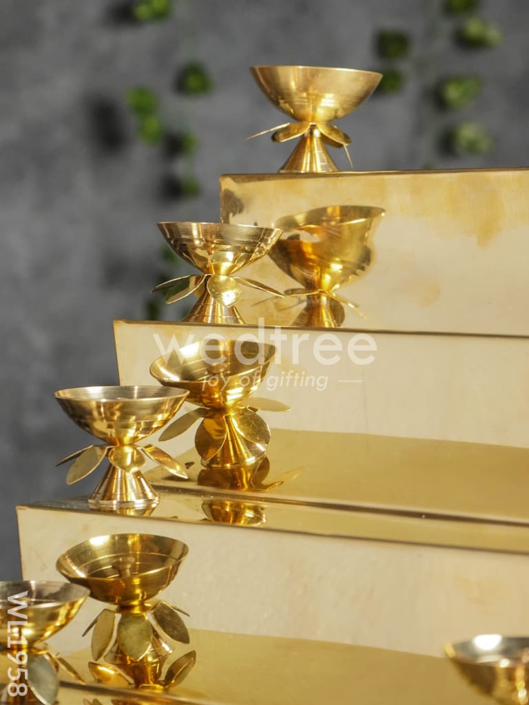5-Step Brass Golu Stand with 10 Diyas - WL1958