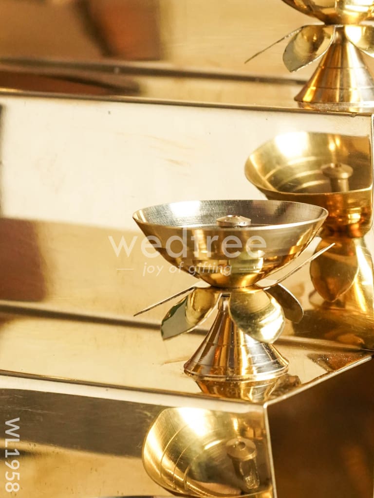 5-Step Brass Golu Stand with 10 Diyas - WL1958