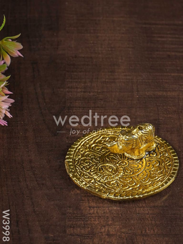 White Metal Agarbathi Stand -Gold Finish - W3998