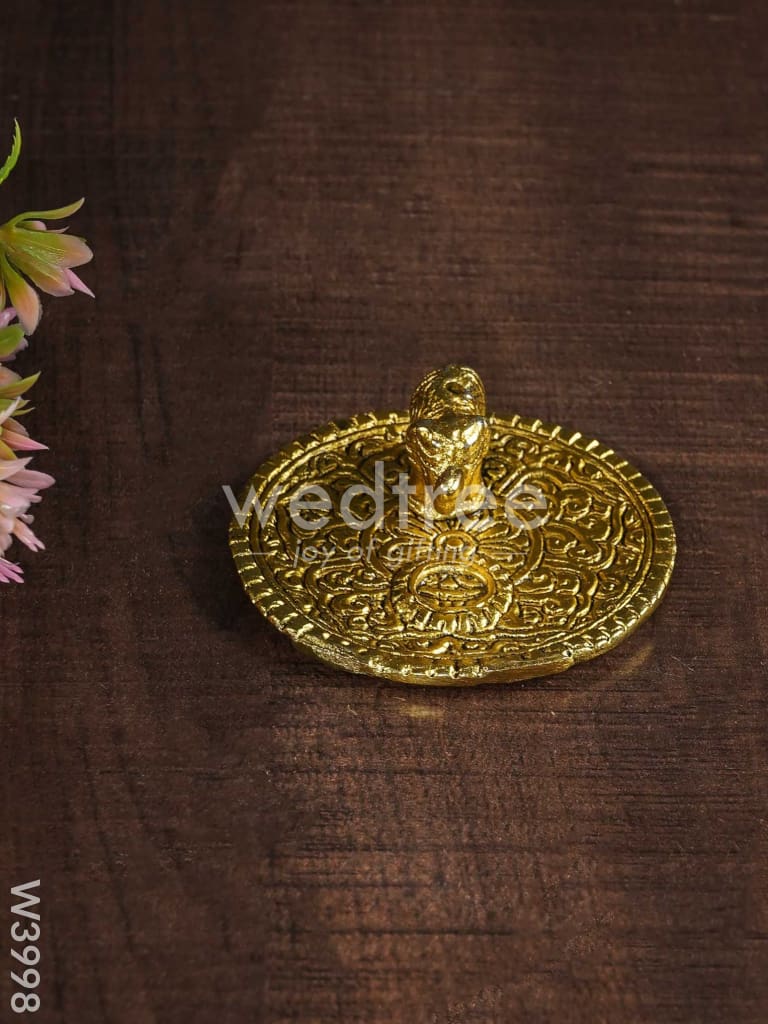 White Metal Agarbathi Stand -Gold Finish - W3998