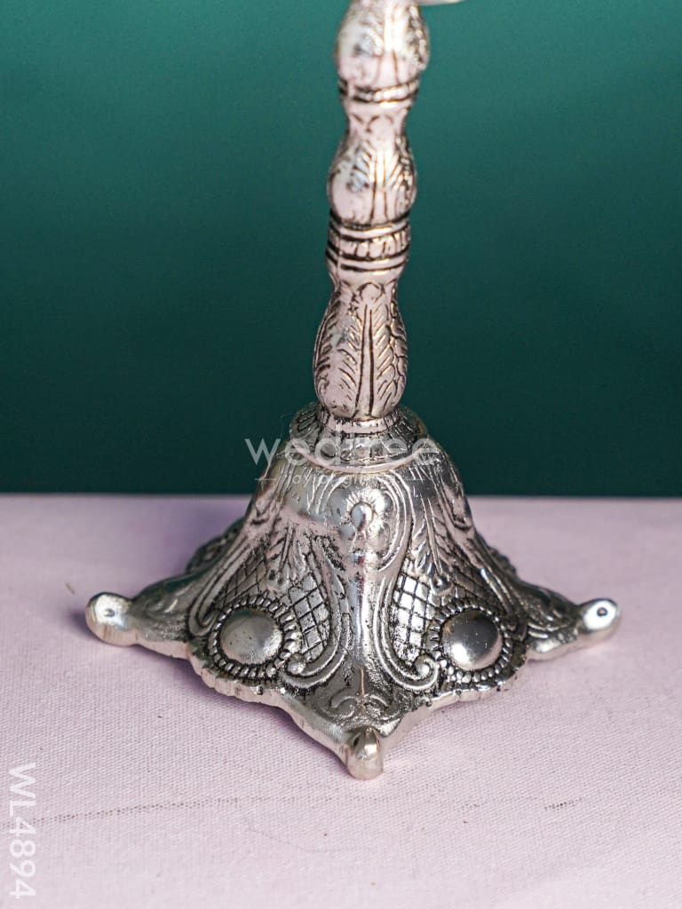 White Metal Annapakshi Kuthu Vilaku with Diya - 16 inch - WL4894