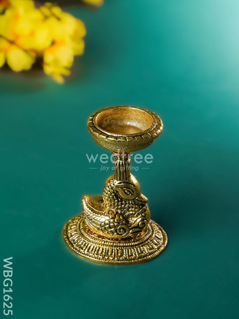White Metal Duck with Diya - WBG1625