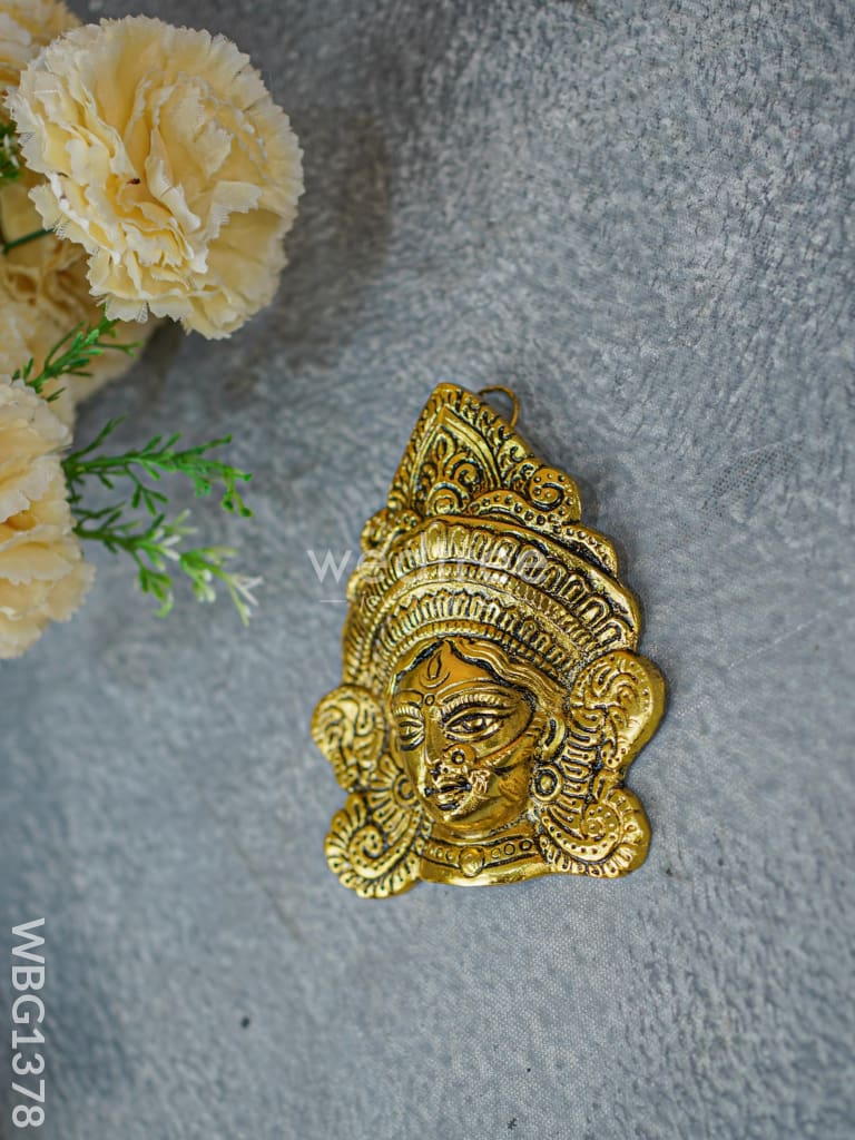 White Metal Durga Face - Gold Finish - WBG1378